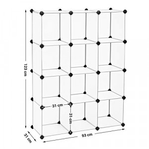 Sistem de depozitare modular, 12 cuburi Model Brianna, Alb, 93x31x123 cm - Img 5