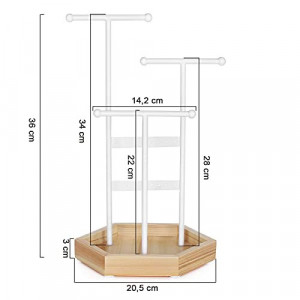 Suport bijuterii, Songmics, Natural-Alb, 20.5x18x36 cm - Img 4