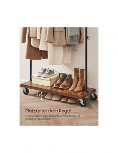 Suport pentru haine cu roti, Vasagle, 90 kg, HSR65BXV1, Maro Rustic - Img 7