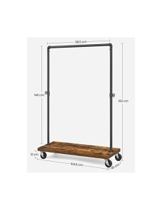 Suport pentru haine cu roti, Vasagle, 90 kg, HSR65BXV1, Maro Rustic - Img 6