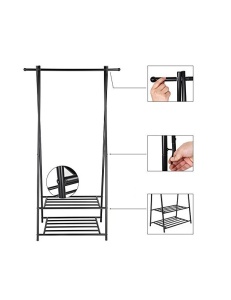 Suport pentru umerase, Songmics, HSR05B, Metal, Negru, 41 x 87 x 155 cm - Img 5