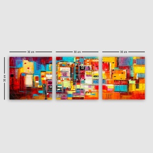 Tablou, 3 bucati PDR6 Multicolor 30x30x3 cm - Img 2