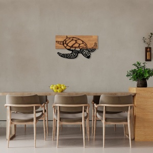Tablou din lemn si metal Caretta Negru 58x3x32 cm - Img 3