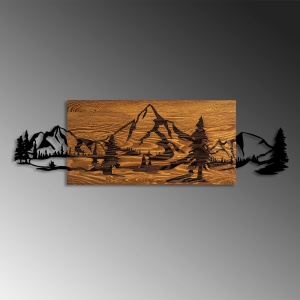 Tablou din lemn si metal Mountain Nuc 29x93 cm - Img 4