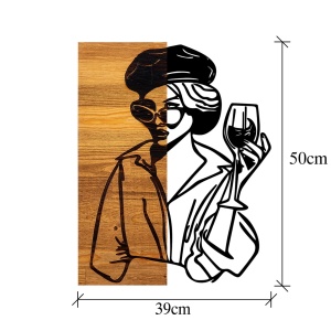 Tablou din lemn si metal Woman Negru 39x3x50 cm - Img 5