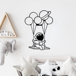 Tablou metalic Astronaut Negru 44x70 cm - Img 1