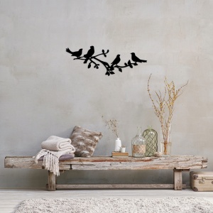 Tablou metalic Birds Negru 70x26 cm - Img 2
