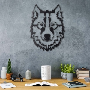 Tablou metalic Wolf Negru 38x50 cm - Img 1