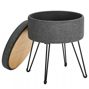 Taburet cu depozitare, Songmics, Gri, 37×37×45 cm - Img 2