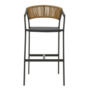 Taburet de exterior, Model Phoenix, culoare natural si antracit, rattan si textil, 53x58x103 cm - Img 11