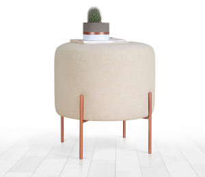 Taburet Monaj Bej deschis rotund 45x47 cm - Img 2