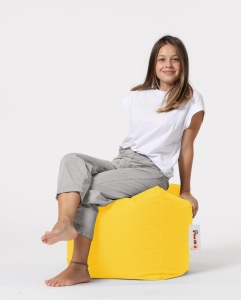 Taburet puf de grădină Square Galben 45x45x45 cm - Img 5