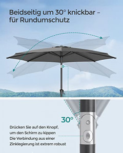 Umbrela pentru terasa, Songmics, Gri, 300x240 cm - Img 4