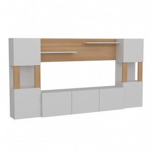 Ansamblu Comoda TV Lore Alb-Teak - Img 4