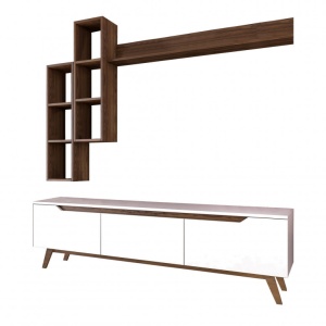 Ansamblu Comoda TV M16-804 Alb-Walnut - Img 11