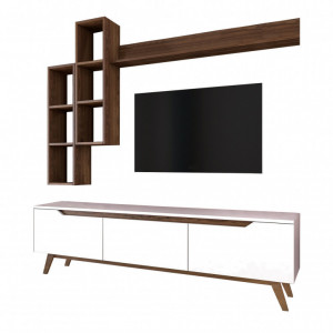 Ansamblu Comoda TV M16-804 Alb-Walnut - Img 8