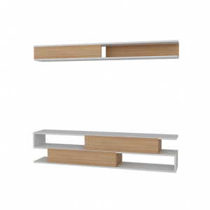 Ansamblu Comoda TV Sims Alb-Teak - Img 5