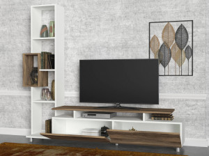 Ansamblu Comoda TV Tulip Alb-Walnut - Img 3