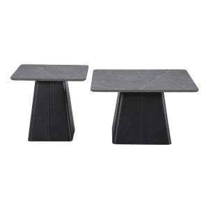ASA CUM E!! Set de 2 măsuțe de cafea Square, negru/gri marmorat, 60x60x50 cm și 80x80x40 cm - Img 3