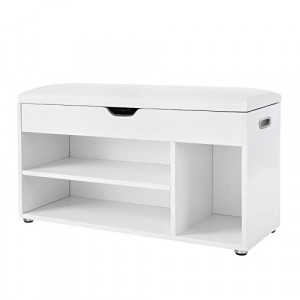 Banca cu suport pantofi Model Cesar, Alb, 80x44x30 cm - Img 2