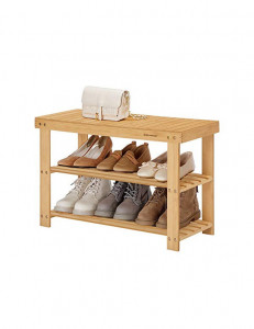 Banca cu suport pantofi Model Isabelle, Natural, 28.5x70x45 cm - Img 7