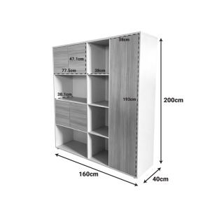 Bibliotecă Stark, Stejar/Bej, 160 x 40 x 200 cm - Img 4