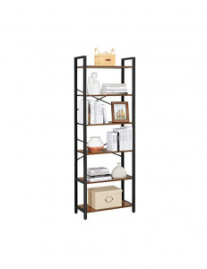 Biblioteca Vasagle, Model Dior, 66x30x186 cm, Maro Rustic/Negru - Img 7