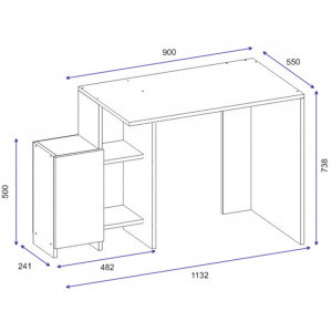 Birou cu Biblioteca Pako World, model Kely, 113x74x55 cm, Alb/Stejar - Img 5