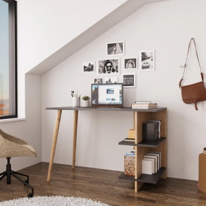 Birou Model Volet, Stejar/Antracit, 114x56x76 cm - Img 2