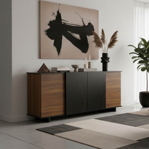 Bufet - Comodă Living Zafore, nuc/negru, 180x45x80 cm
