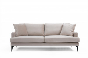 Canapea 2 locuri Leyla Gri deschis 180x63 cm - Img 2