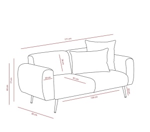 Canapea 2 locuri Side Crem 130x61x42 cm - Img 9