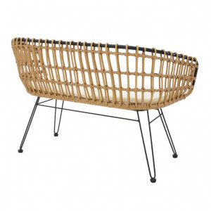 Canapea de Gradina Naoki Negru - Natural 120x55x79 cm - Img 3