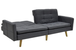 Canapea extensibila 3 locuri material textil flexibila gri inchis 198x87x76 - Img 6