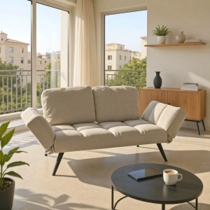 Canapea Extensibila Jackie, gri-negru, 3 locuri, 190x78x75 cm - Img 2