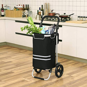 Carucior pentru cumparaturi, Songmics, Negru, 44x35x100 cm - Img 4