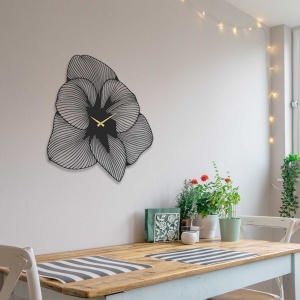 Ceas de perete decorativ din metal Azalea Negru 70x70 cm - Img 2