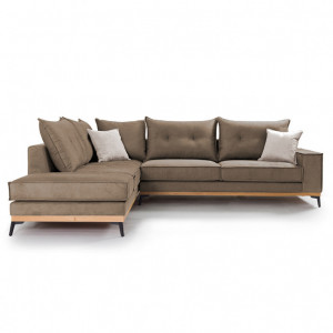 Coltar Dreapta Luxury II Mocha - Crem - Negru 290x235x90 cm - Img 2