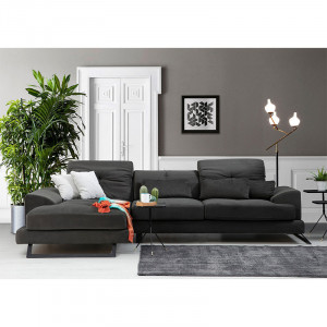 Coltar dreapta PWF-0503 catifea antracit - negru 308x190x100/92cm - Img 3