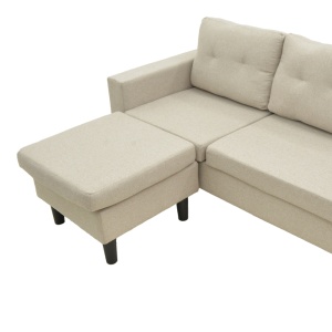 Colțar reversibil Maneli, beige-sand, 196x138/77x82 cm - Img 5
