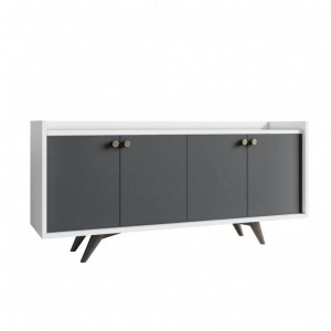 Comoda Model Bled, Antracit/Alb, 150x40x75 cm - Img 4