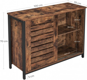 Comoda Model Corbin, Maro rustic/Negru, 100x35x70 cm - Img 6