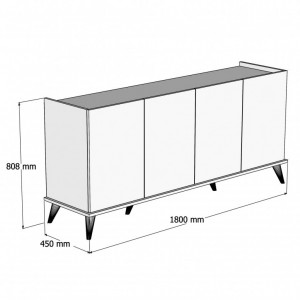 Comoda Model Elegante, Alb, 180x45x80.8 cm - Img 6