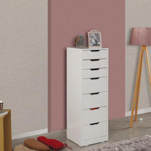 Comoda Model Flow, Alb lucios, 44x40x130 cm - Img 1