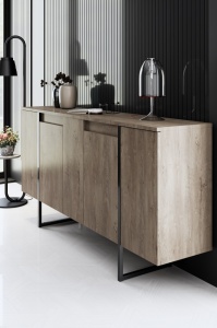 Comoda Model Luxe, Negru/Nuc, 160x35x80 cm - Img 4