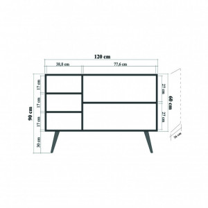 Comoda Model Mega V2, Stejar sonoma, 120x36x90 cm - Img 8