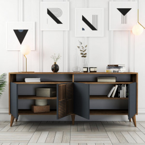 Comoda Model Milan, Nuc/Antracit, 180x35x78.6 cm - Img 3