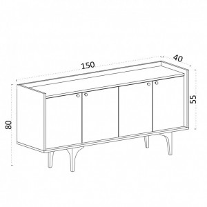 Comoda Model Navi, Stejar, 150x40x80 cm - Img 5