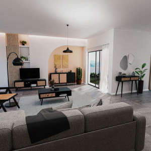 Comoda Model Oslo, Negru/Natur, 150x39x79 cm - Img 2