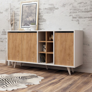 Comoda Model Prava, Stejar/Alb, 140x40x86 cm - Img 3